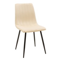 Καρέκλα Noor pakoworld μπεζ βελούδο με πόδι μετάλλου σε μαύρη απόχρωση 44x53x86εκ
