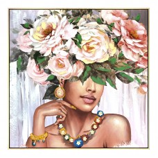 Πίνακας σε καμβά Flowergirl Inart 82x4.5x82εκ