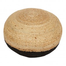 Σκαμπό-πουφ Brana Inart γιούτα σε φυσική και μαύρη απόχρωση Φ40x30εκ