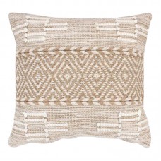 Μαξιλάρι Mitto Inart γιούτα-βαμβάκι σε μπεζ-λευκό απόχρωση 45x45x2εκ