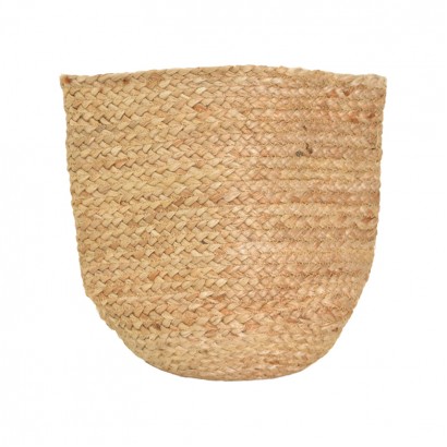 Διακοσμητικό καλάθι Mideko Inart γιούτα σε φυσική απόχρωση Φ25x25εκ