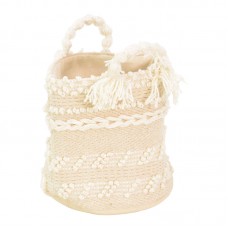 Διακοσμητικό καλάθι Fombra Inart βαμβάκι-woven σε εκρού απόχρωση Φ25x25εκ