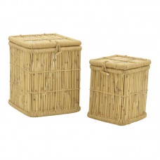 Καλάθι απλύτων Dremia Inart σετ 2 τεμαχίων φυσικό μπαμπού