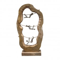 Επιτραπέζιο διακοσμητικό Lardo Inart φυσικό μάνγκο ξύλο-αλουμίνιο 29x10x57εκ