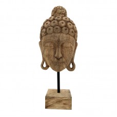 Επιτραπέζιο διακοσμητικό βούδας Mask Inart φυσικό μάνγκο ξύλο-μέταλλο 20x18.5x48.5εκ