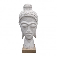 Προτομή κεφαλή βούδα Wevi Inart λευκό μάνγκο ξύλο 17x11.5x41εκ