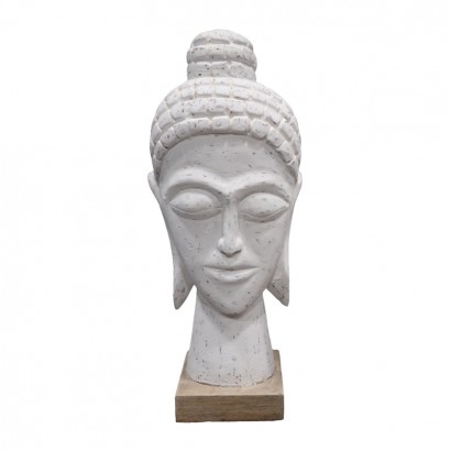 Προτομή κεφαλή βούδα Wevi Inart λευκό μάνγκο ξύλο 17x11.5x41εκ