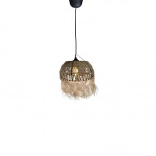 Φωτιστικό οροφής Bowler Inart ψάθινο φυσικό Φ31x69εκ