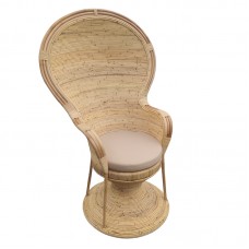 Πολυθρόνα Rea Inart με μπεζ μαξιλάρι-φυσικό rattan 92x75x140εκ