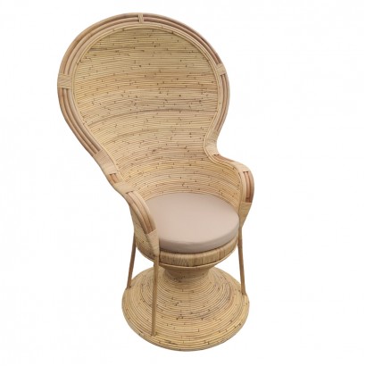Πολυθρόνα Rea Inart με μπεζ μαξιλάρι-φυσικό rattan 92x75x140εκ Πολυθρόνα Rea Inart με μπεζ μαξιλάρι-φυσικό rattan 92x75x140εκ