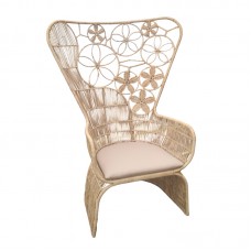 Πολυθρόνα Jake Inart με μπεζ μαξιλάρι-φυσικό rattan 110x86x145εκ