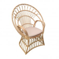 Πολυθρόνα Boloni Inart με μπεζ μαξιλάρι-φυσικό rattan 96x70x120εκ
