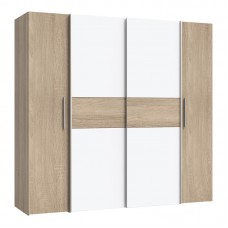 Ντουλάπα ρούχων Closet pakoworld τετράφυλλη sonoma oak-λευκό μελαμίνης 200x61.5x190.5εκ