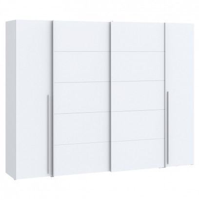 Ντουλάπα ρούχων Verzo pakoworld τετράφυλλη λευκό μελαμίνης 270.5x61.5x210.5εκ