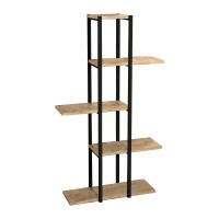 Επιδαπέδια ραφιέρα Ploko pakoworld oak μελαμίνης-μαύρο μέταλλο 60x24.7x111εκ