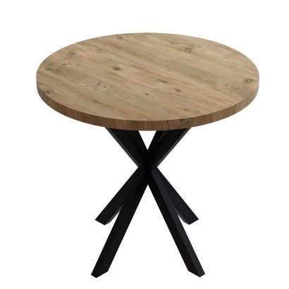 Τραπέζι Kalipso pakoworld μελαμίνη σε φυσική απόχρωση και μαύρο μεταλλικό πόδι Φ70x75εκ Τραπέζι Kalipso pakoworld μελαμίνη σε φυσική απόχρωση και μαύρο μεταλλικό πόδι Φ70x75εκ