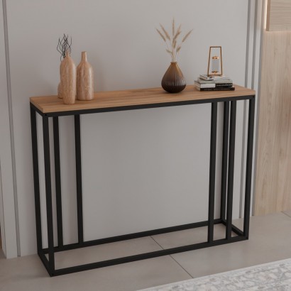 Κονσόλα Cansbia pakoworld oak με μαύρο μέταλλο 100x25x75εκ Κονσόλα Cansbia pakoworld oak με μαύρο μέταλλο 100x25x75εκ