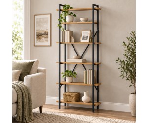 Βιβλιοθήκη Derena pakoworld oak με μαύρο μέταλλο 60x29x160εκ Βιβλιοθήκη Derena pakoworld oak με μαύρο μέταλλο 60x29x160εκ