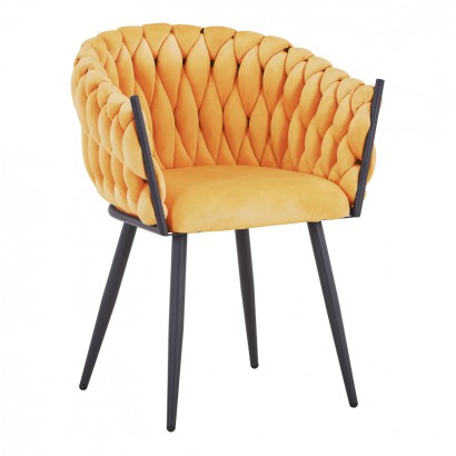 Πολυθρόνα Vivian pakoworld κίτρινο βελούδο-πόδι μαύρο μέταλλο 61x55x80εκ