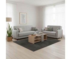 Σετ σαλονιού 2τεμ Lincoln pakoworld ύφασμα σε ανοιχτή γκρι απόχρωση Σετ σαλονιού 2τεμ Lincoln pakoworld ύφασμα σε ανοιχτή γκρι απόχρωση