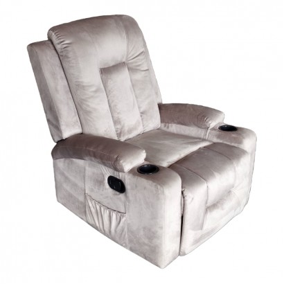 Πολυθρόνα relax Gessel pakoworld βελούδο σε γκρι απόχρωση 80x90x98εκ Πολυθρόνα relax Gessel pakoworld βελούδο σε γκρι απόχρωση 80x90x98εκ