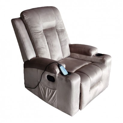 Πολυθρόνα relax με μηχανισμό massage Gessel pakoworld βελούδο σε γκρι απόχρωση 80x90x98εκ Πολυθρόνα relax με μηχανισμό massage Gessel pakoworld βελούδο σε γκρι απόχρωση 80x90x98εκ