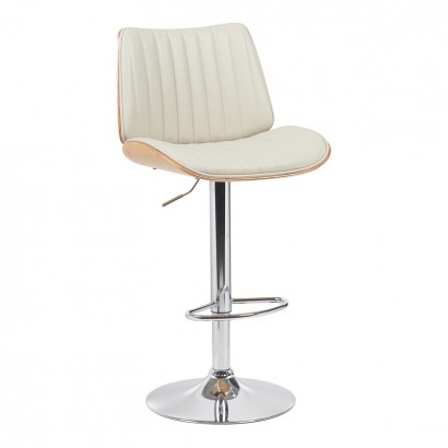 Σκαμπό μπαρ Amani pakoworld περιστρεφόμενο μπεζ pu-βάση χρωμίου 50.5x54x87.5-107.5εκ