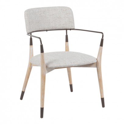 Πολυθρόνα Sentana pakoworld μέταλλο-ξύλο και ύφασμα σε μπεζ-καφέ απόχρωση 56.5x56x79εκ