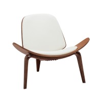 Πολυθρόνα Vilma pakoworld PU μπεζ- plywood καρυδί 90x76.5x74.5εκ