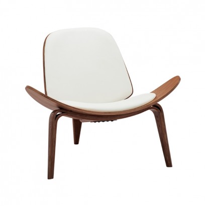 Πολυθρόνα Vilma pakoworld PU μπεζ- plywood καρυδί 90x76.5x74.5εκ