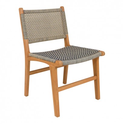 Καρέκλα Darien pakoworld σκελετός teak ξύλο σε φυσική απόχρωση και κρεμ-μαύρο pe σχοινί 52x62x86εκ