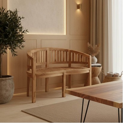 Καναπές διθέσιος Coren pakoworld φυσικό teak ξύλο 130x61x87εκ