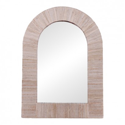 Καθρέπτης Koin Inart μπανάνα ξύλο σε φυσική απόχρωση 78x78x8εκ