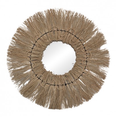 Καθρέπτης Apler Inart mendong σε φυσική απόχρωση Φ60x6εκ