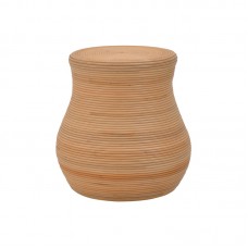 Σκαμπό Bulaten Inart rattan σε φυσική απόχρωση Φ45x45εκ