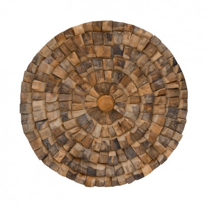 Διακοσμητικό τοίχου Benez pakoworld teak ξύλο σε φυσική απόχρωση Φ80x5εκ