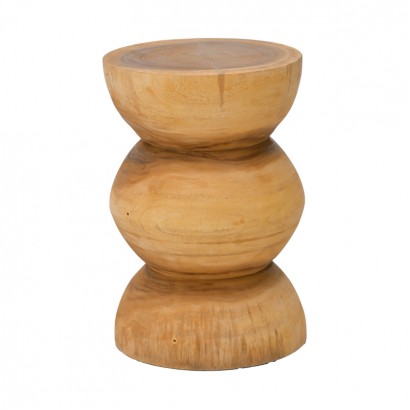 Σκαμπό Pilar pakoworld suar ξύλο σε φυσική απόχρωση Φ30x45εκ