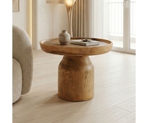 Τραπέζι σαλονιού Jeken pakoworld suar ξύλο σε φυσική απόχρωση Φ60x45εκ