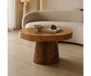 Τραπέζι σαλονιού Nepal pakoworld suar ξύλο σε φυσική απόχρωση Φ80x45εκ