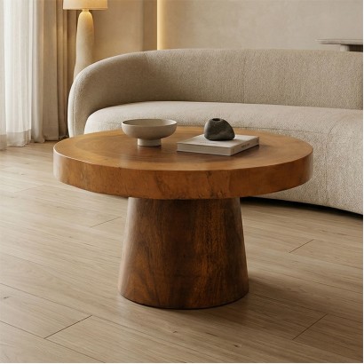 Τραπέζι σαλονιού Nepal pakoworld suar ξύλο σε φυσική απόχρωση Φ80x45εκ