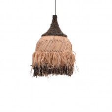 Φωτιστικό οροφής Kentel Inart sisal σε φυσικό-μαύρο χρώμα Φ35x50εκ