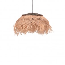 Φωτιστικό οροφής Hengiole Inart sisal σε φυσικό-μαύρο χρώμα Φ60x40εκ