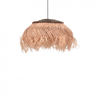 Φωτιστικό οροφής Hengiole Inart sisal σε φυσικό-μαύρο χρώμα Φ60x40εκ