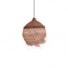 Φωτιστικό οροφής Fiorine Inart abaca σε φυσικό χρώμα Φ35x45εκ