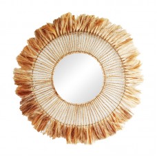 Καθρέπτης Namiere Inart abaca σε φυσικό χρώμα Φ100x4εκ