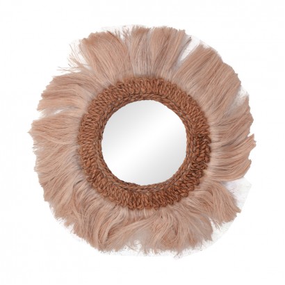 Καθρέπτης Fraklone Inart abaca σε φυσικό χρώμα Φ50x4εκ