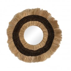 Καθρέπτης Verone Inart abaca σε φυσικό χρώμα Φ80x5εκ