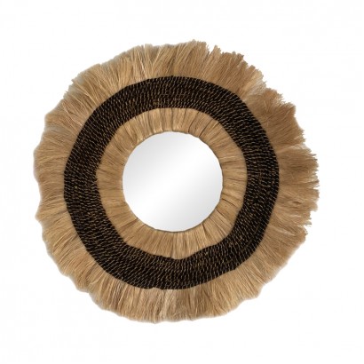 Καθρέπτης Verone Inart abaca σε φυσικό χρώμα Φ80x5εκ