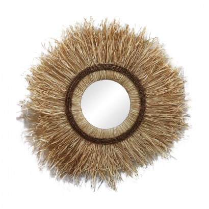 Καθρέπτης Tabrane Inart sisal σε φυσικό χρώμα Φ110x4εκ