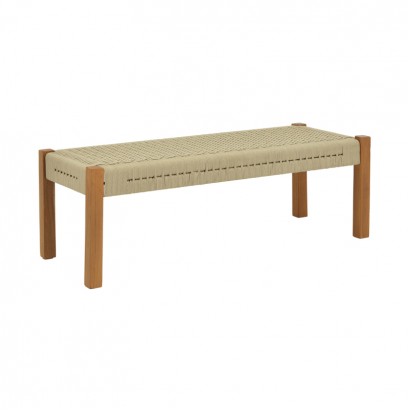 Παγκάκι Uma pakoworld teak ξύλο και pe σχοινί σε φυσική απόχρωση 150x45x40εκ